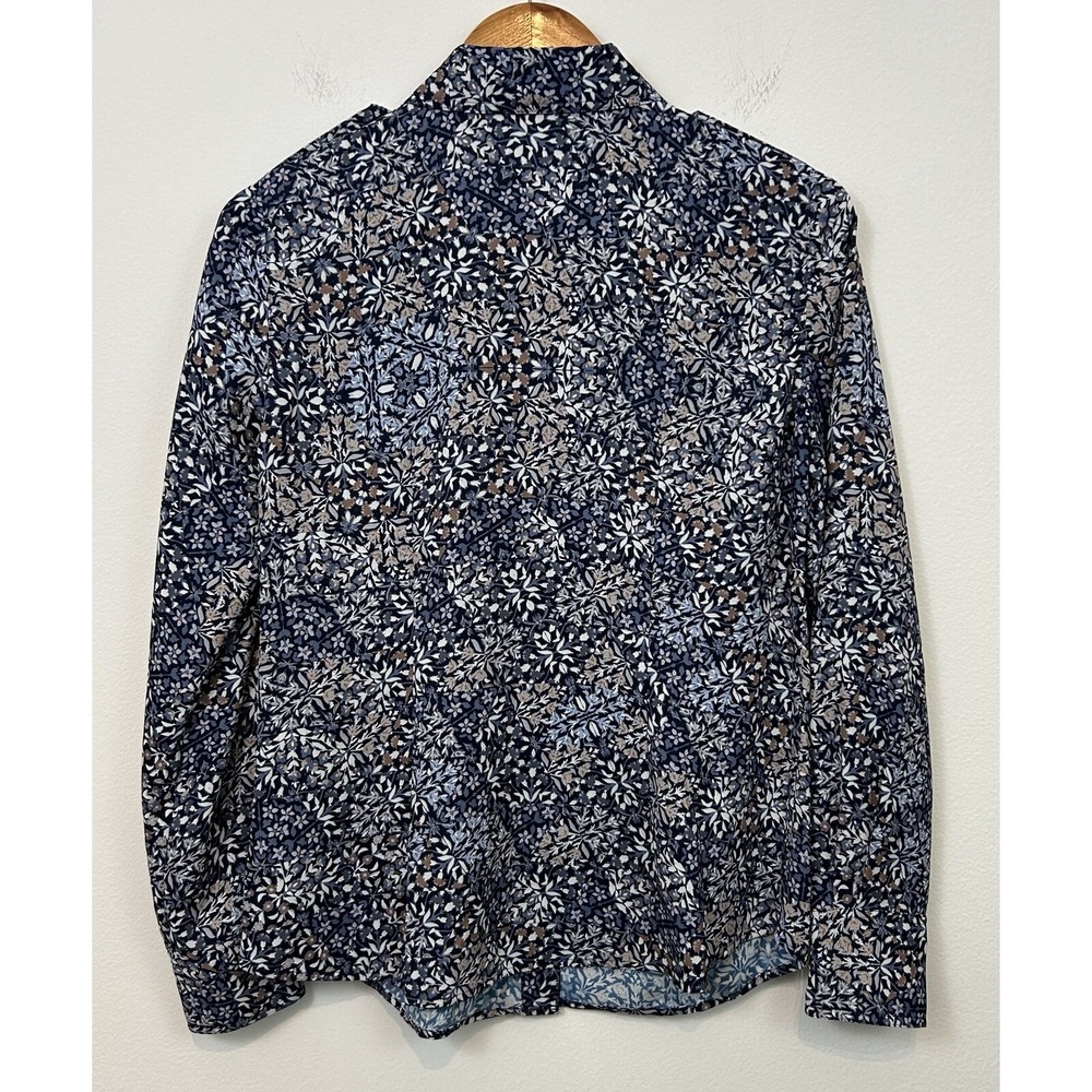 Tory Burch Shirt Size 6 Blue Floral Print Button Up Long Sleeve - Picture 2 of 8